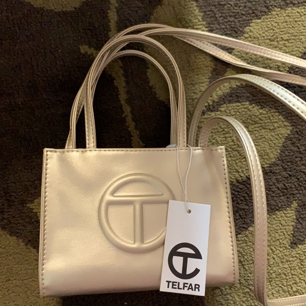 Telfar Gold mini shopping bag